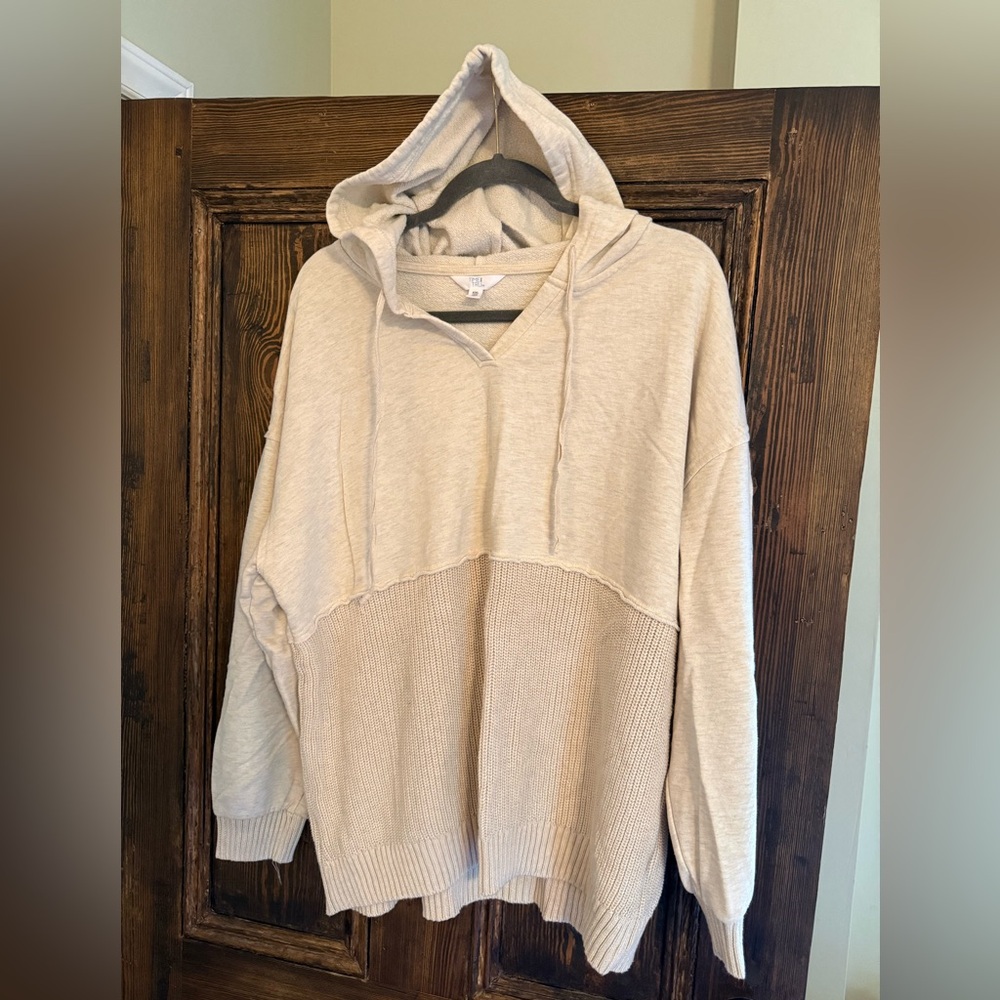 Time and Tru Hooded Half-Knit Pullover